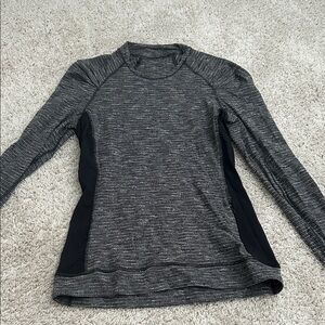 lululemon athletica Long Sleeve Crew - Heathered Gray with Black Panels